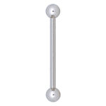 Barbell piercing argento con sfere su entrambe le estremità su sfondo bianco