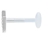 Silbernes Labret mit Push Fit Mechanismus, Länge 11,0 mm, auf weißem Hintergrund