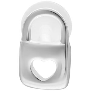 Silberfarbenes Push Fit Labret 5,0 mm Silberfarbenes Labret mit herzförmigem Design auf weißem Hintergrund
