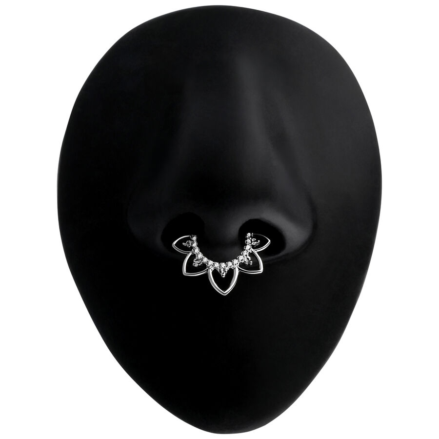 Clicker per Setto in Argento con Motivo Floreale su naso modello nero.