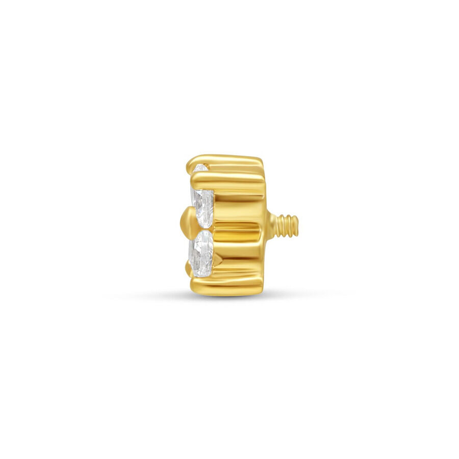 Accesorio de oro con cuatro cristales claros y rosca externa