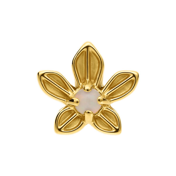 Push Fit Dangling Jasmin Blossom with Synthetic Opal Attachment - Golden Metal