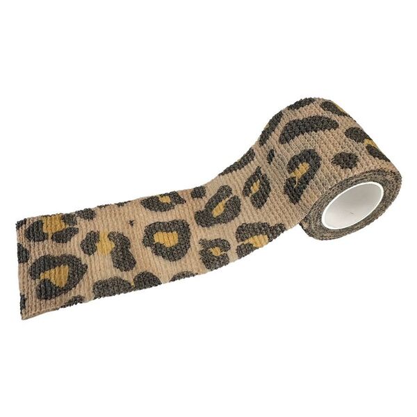 Ruskea ja beige grip bandage leopardikuviolla valkoisella taustalla