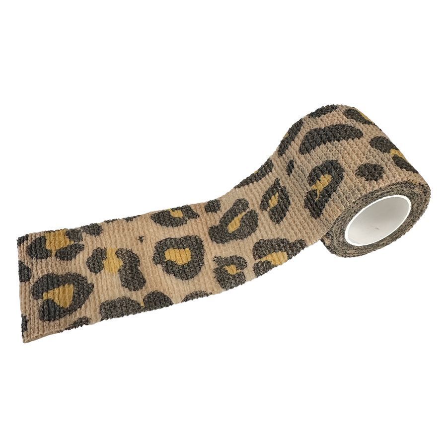 Ruskea ja beige grip bandage leopardikuviolla valkoisella taustalla