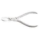 Piccola pinza per anelli in acciaio inox argentata su sfondo bianco