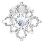 Labret in argento con pietra cristallina su sfondo bianco