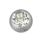 Accesorio de piercing plateado con cristal claro, bola de 8 mm