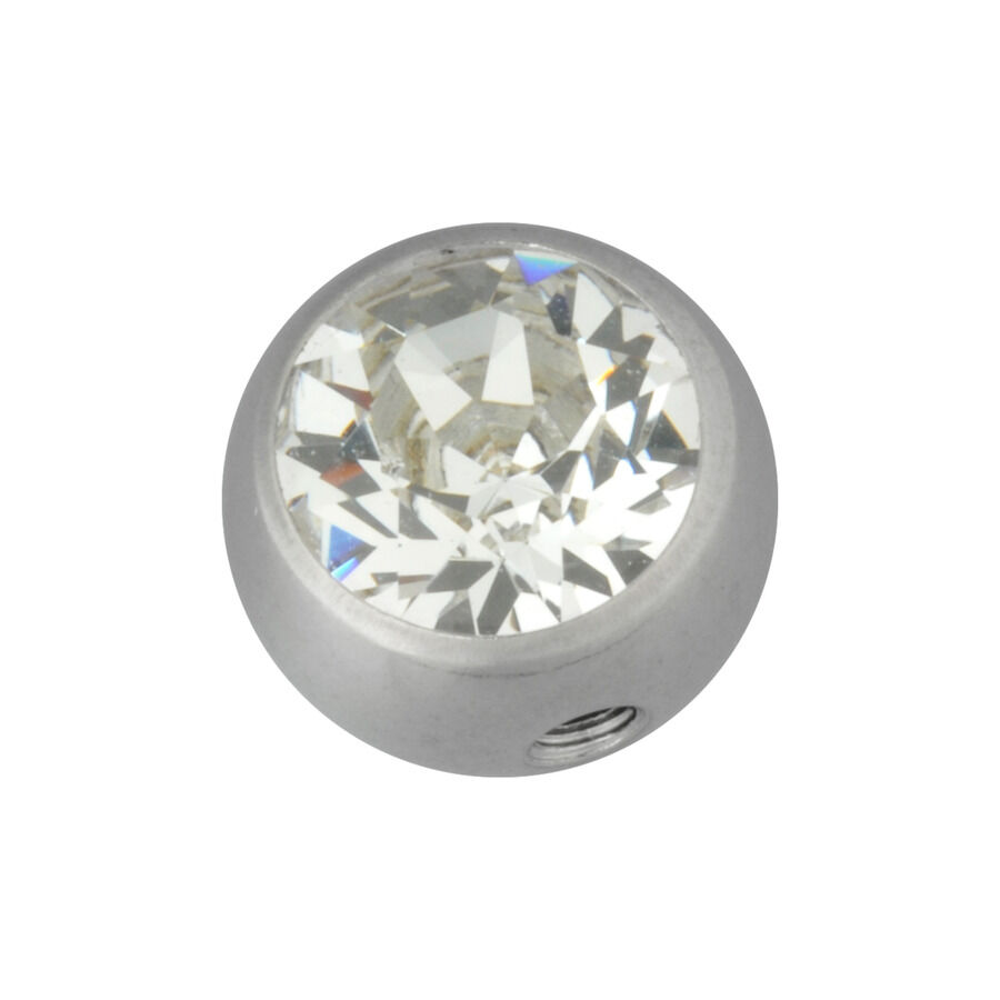 Accesorio de piercing plateado con cristal claro, bola de 8 mm
