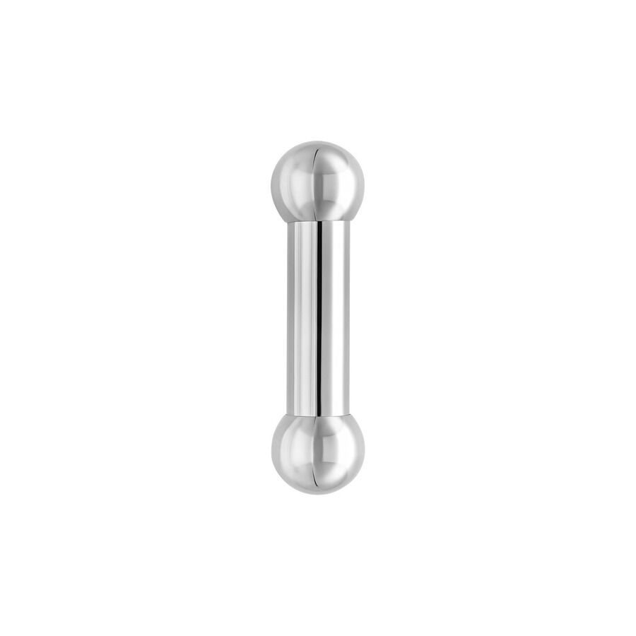 Barbell plateado con dos bolas sobre fondo blanco
