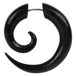 Schwarzer Spiral-Ohrstecker aus Horn, 1.6 mm Stärke, auf weißem Hintergrund