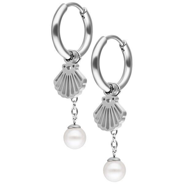 Mini Shell with Synthetic Pearl Hoops Pair