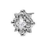 Accessorio Push Fit argento con cristallo chiaro su sfondo bianco