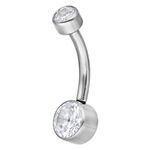Bananabell argento con cristallo chiaro, lunghezza 12mm su sfondo bianco