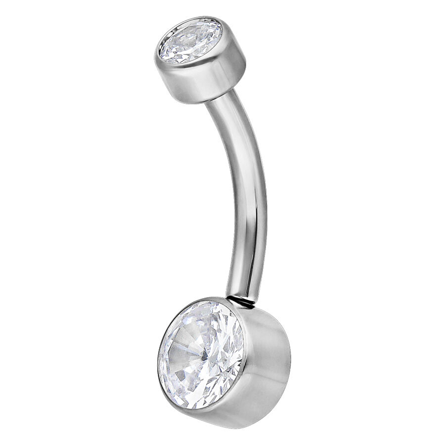 Bananabell argento con cristallo chiaro, lunghezza 12mm su sfondo bianco
