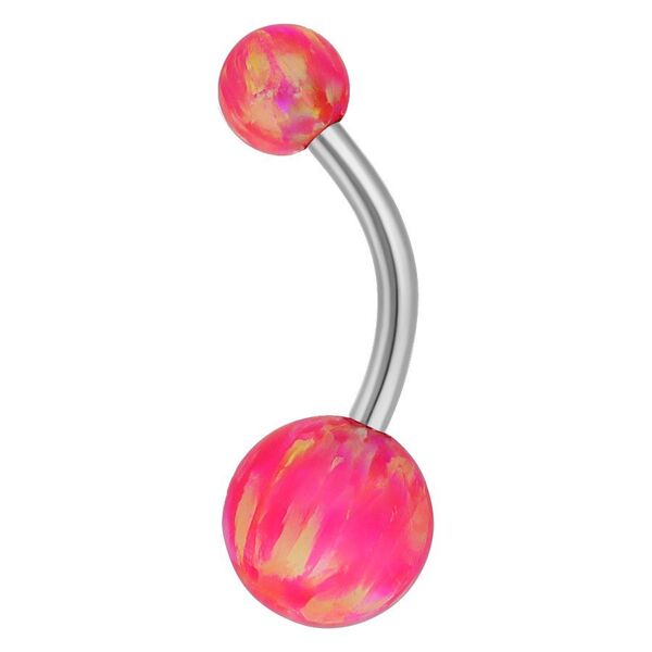 Bananabell per ombelico con opale sintetico Light Hot Pink, 8mm