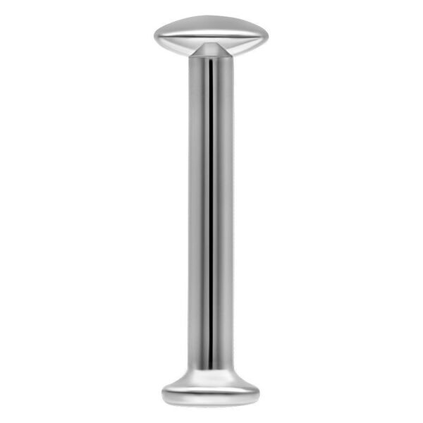 Silberner Titan Labret mit flacher Scheibe auf weißem Hintergrund
