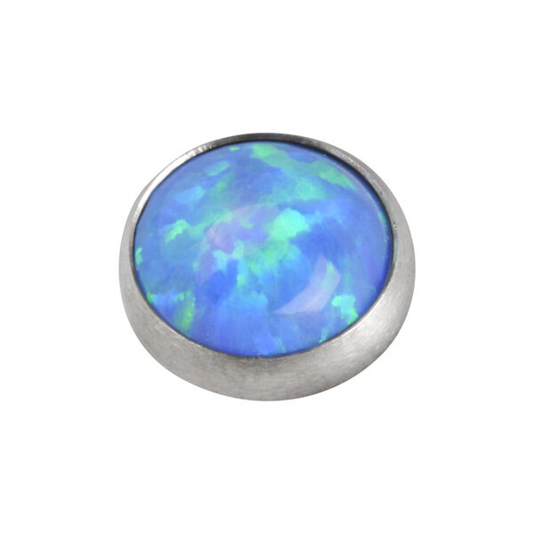 Accesorio plateado para ancla dérmica con ópalo sintético azul oscuro