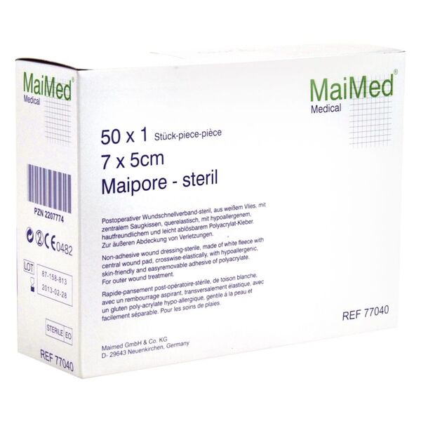 MaiMedin 7x5cm postoperatiivisen haavasiteen valkoinen pakkaus