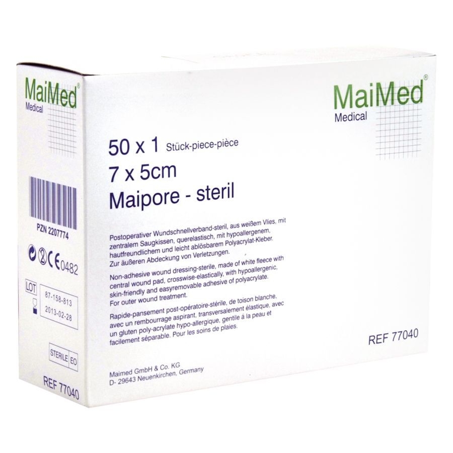MaiMedin 7x5cm postoperatiivisen haavasiteen valkoinen pakkaus