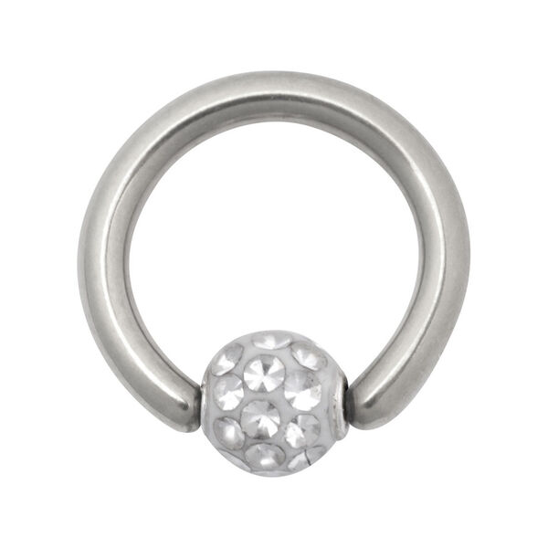 Anillo de clip de titanio plateado con bola cristalina, 6,0 mm de diámetro