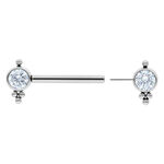 Silberner Barbell aus Titan mit kristallklaren Steinen, Länge 12 mm