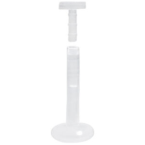 Transparenter Push-Fit Labret Stab für Piercings Transparenter Labret Stab aus Bioplast mit Push-Fit Gewinde auf weißem Hintergrund