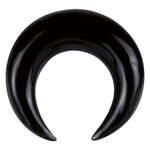 Piercing de cuerno negro en forma de media luna sobre fondo blanco, unisex