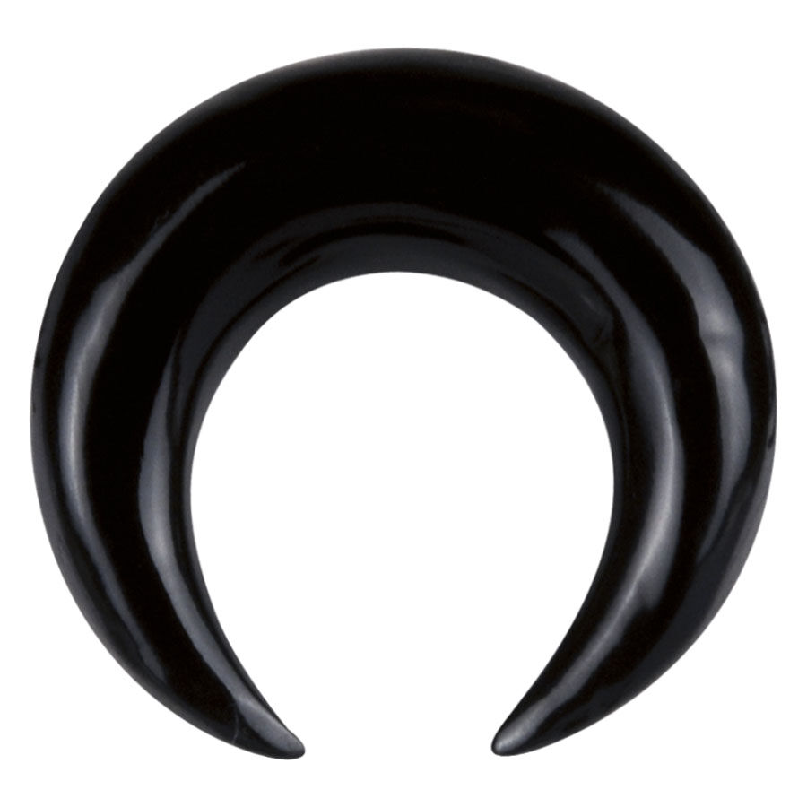 Piercing de cuerno negro en forma de media luna sobre fondo blanco, unisex
