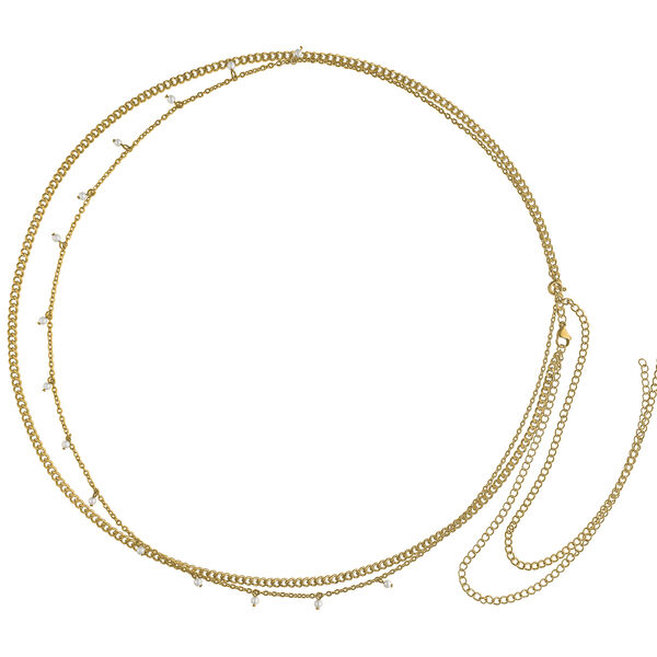 Goldene Bauchkette aus Chirurgenstahl 316L mit Perlen