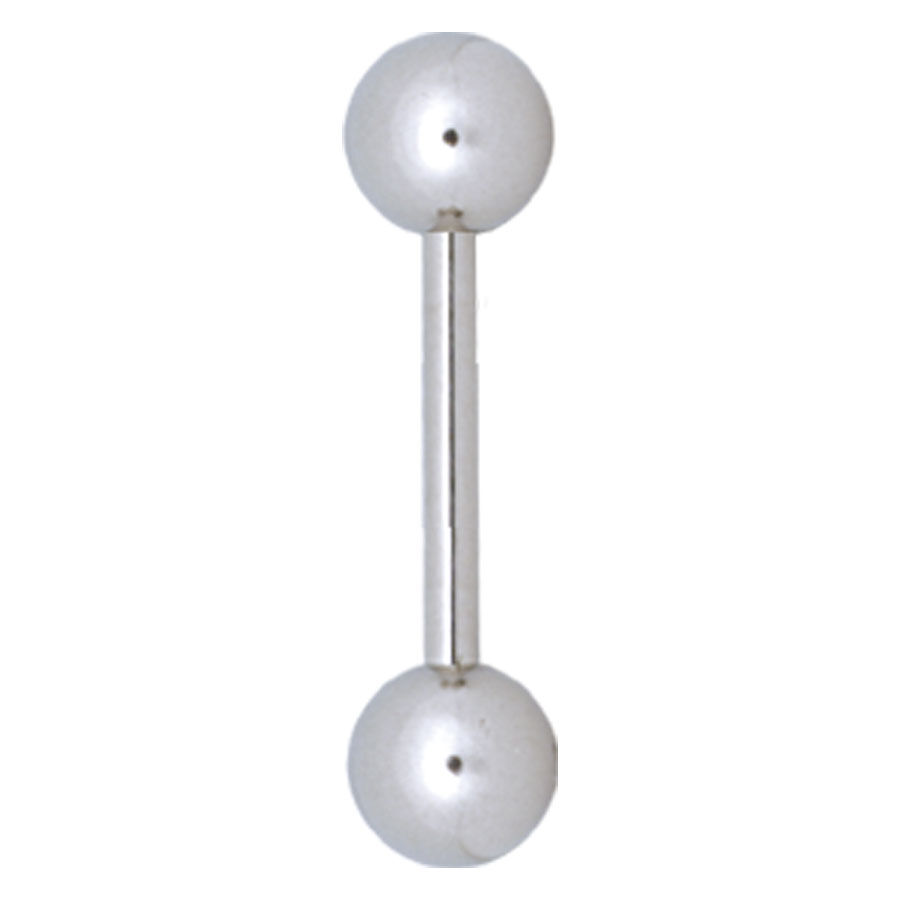 Silbernes Titan Barbell Piercing mit zwei Kugeln auf weißem Hintergrund