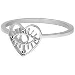 Anello Eye d'Argento a forma di cuore in acciaio chirurgico 316L su sfondo bianco