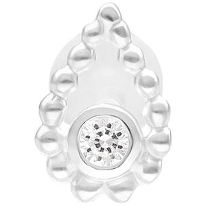 Silbernes Bead Drop Push Fit Labret mit 5 mm Länge auf weißem Hintergrund