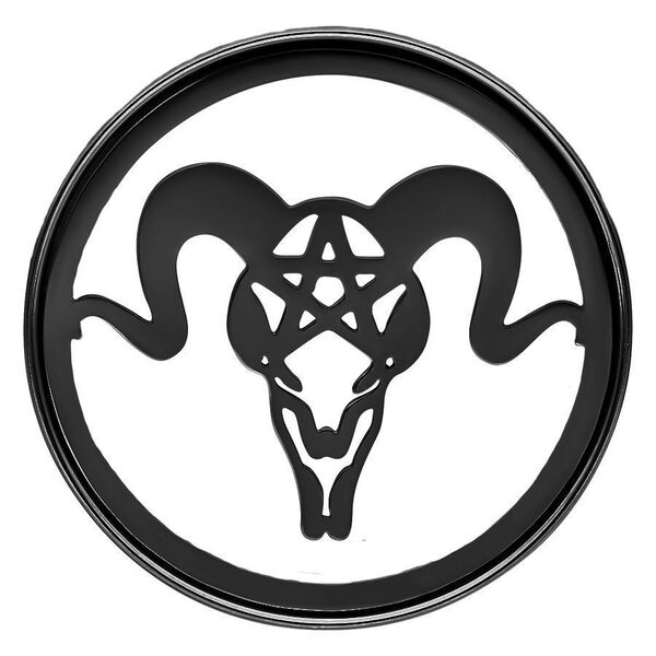 Schwarzer Pentagram Bull Tunnel, Chirurgenstahl, Größe 16,0 mm, auf weißem Hintergrund