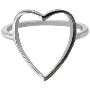 Silberner Herzring, 17.0 mm, Chirurgenstahl Silberner Herzring aus Chirurgenstahl, Größe 17.0 mm, auf weißem Hintergrund