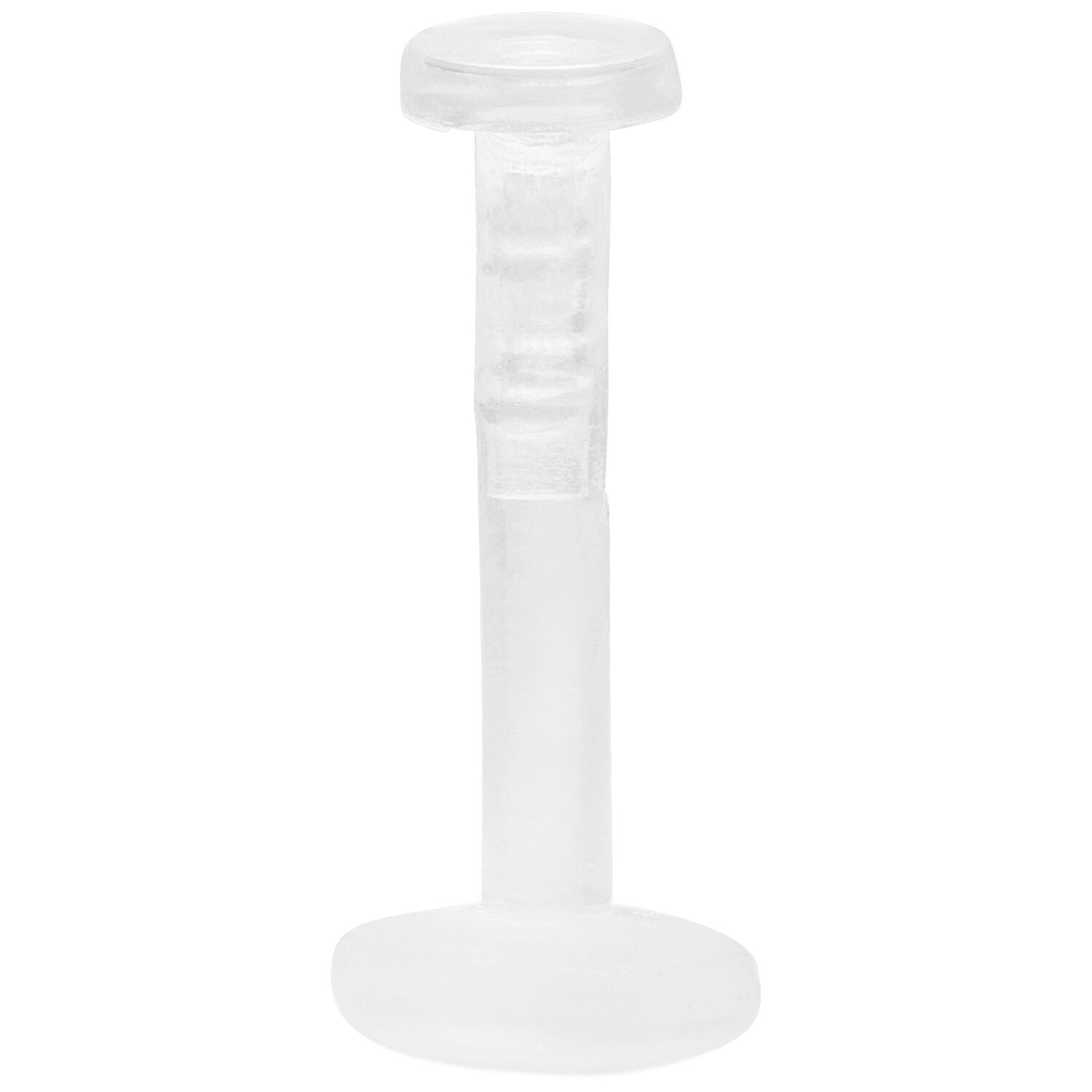 Transparenter Push-Fit Labret Stab aus Bioplast Transparenter Labret Stab aus Bioplast auf weißem Hintergrund