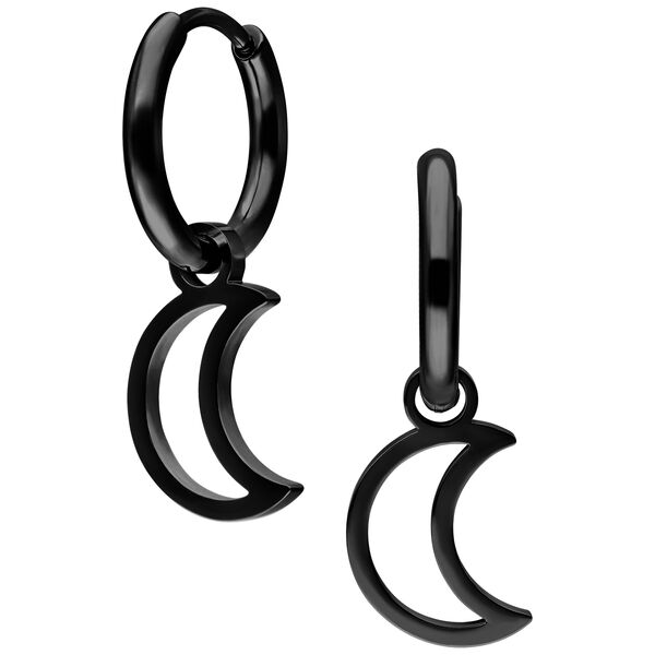 Mini Moon Hoops Pair - Black Metal