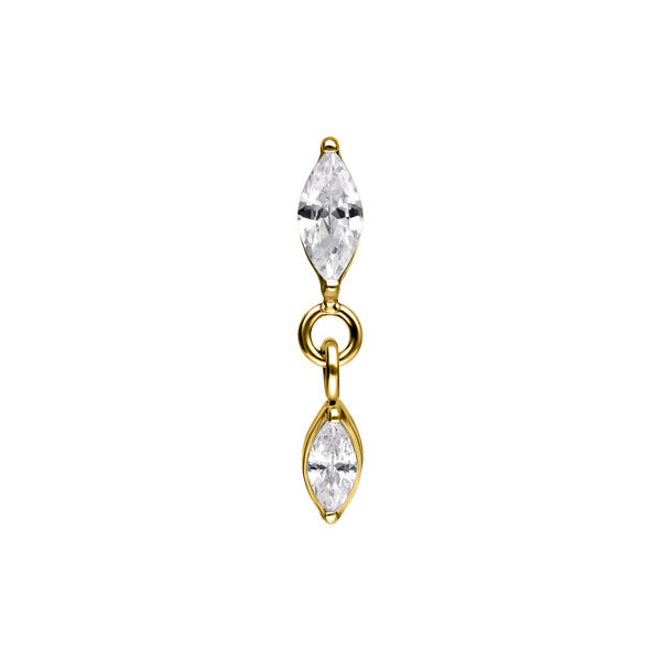 Push Fit Oval Crystal Drop Attachment - Golden Metal