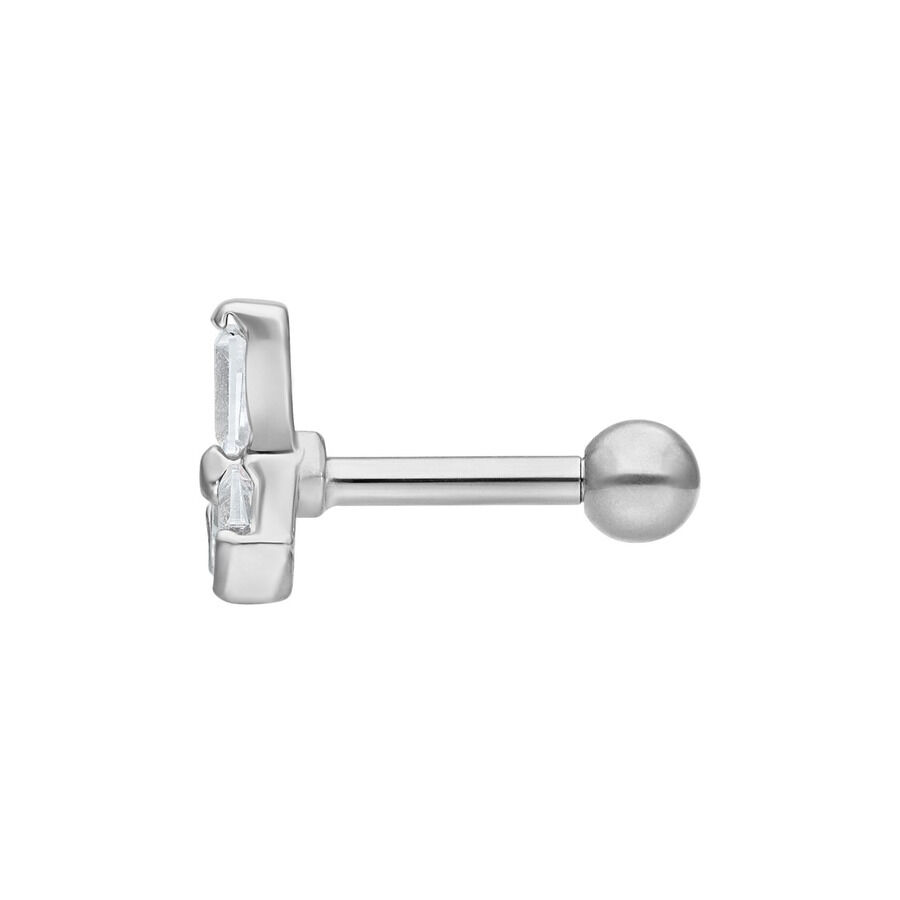 Barbell argento con cristallo chiaro su sfondo bianco
