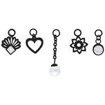 Set de piercing para ombligo negro con cinco colgantes sobre fondo blanco