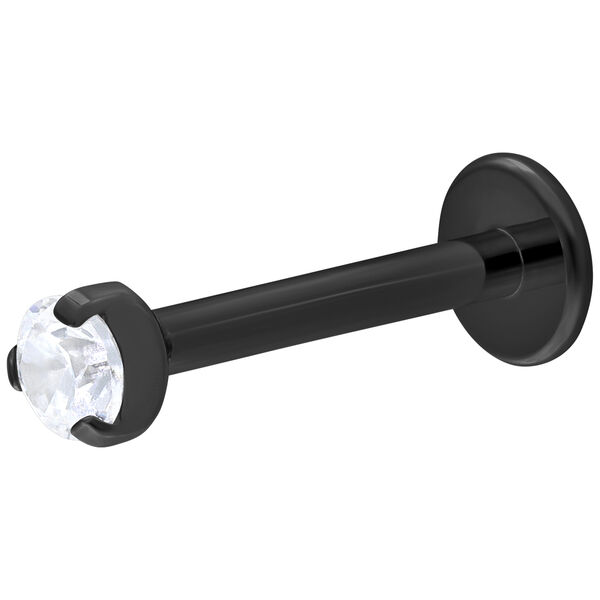 Labret negro de titanio con cristal claro, 6mm de largo, bola de 2mm