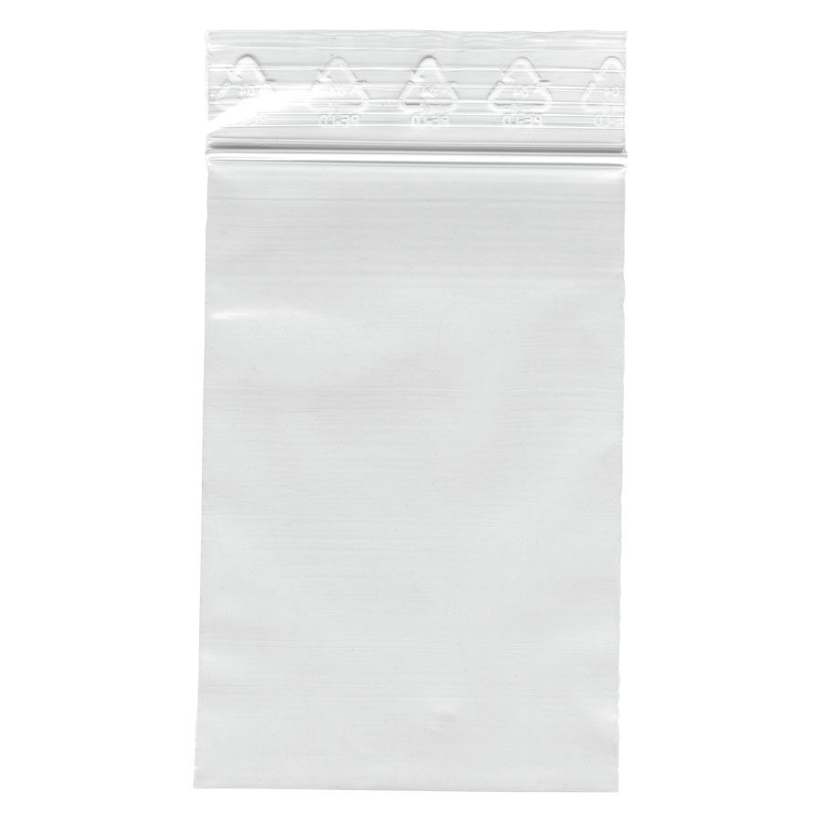 Sacchetto trasparente con chiusura a pressione 100x150mm su sfondo bianco