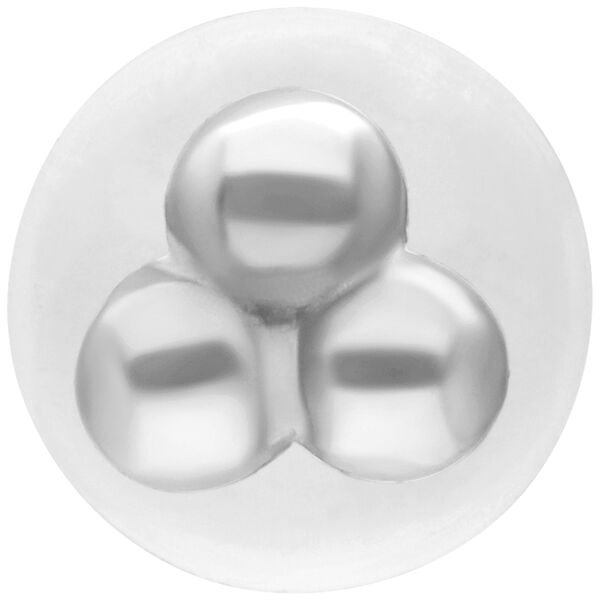 Trinity Balls Push Fit Labret plateado sobre fondo blanco
