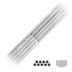 Magnum Curved Long Taper Tattoonadeln 50 Stk Silberne Magnum Curved Long Taper Tattoonadeln auf weißem Hintergrund