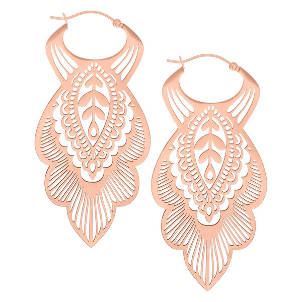 Mandala Leaf Hoops<!--5c66c9151f30b--> - Rosegold
