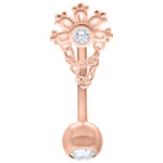 Micro Bananabell in oro rosa con cristallo, lunghezza 12mm, su sfondo bianco