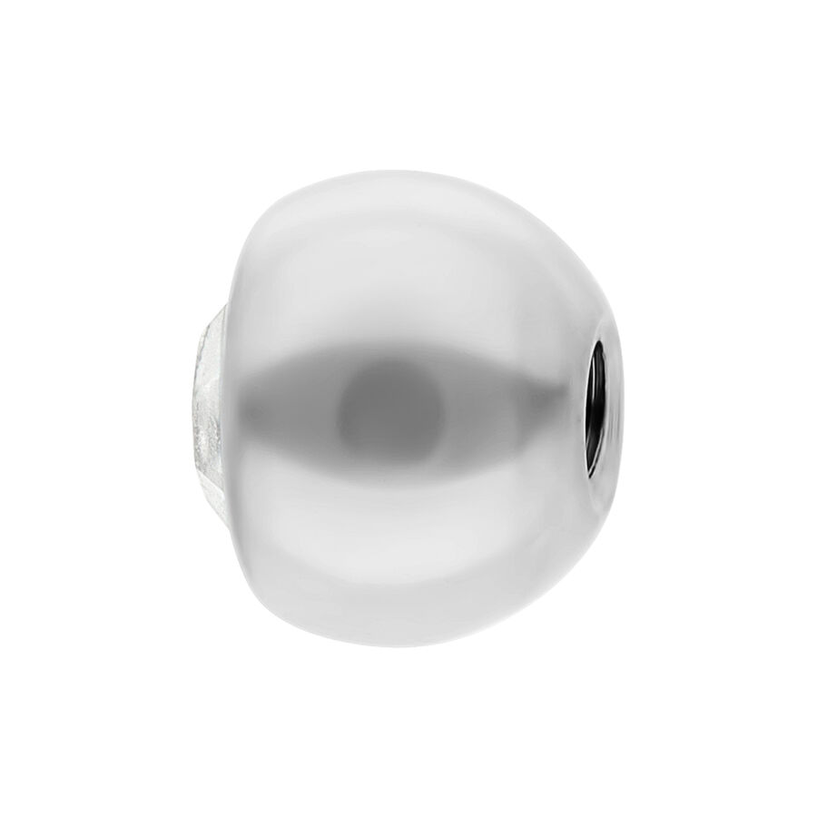 Valkokultainen titaani pallo kirkkaalla kivellä, 1,2 mm paksuus, 3,0 mm koko, valkoisella taustalla