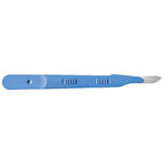Bisturí desechable estéril azul Fig. 10 sobre fondo blanco