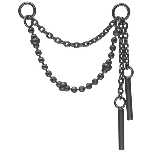 Catena piercing nera in metallo, lunghezza 20mm, con collegamento a catena