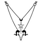 Collana nera con testa di ariete e pentagramma su sfondo bianco