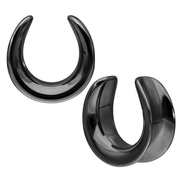 Musta Ear Saddles kirurginteräksestä 316L, koko 30,0 mm, valkoisella taustalla
